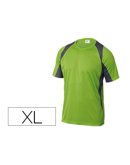 Camiseta deltaplus poliester manga corta cuello redondo tratamiento secado rapido color verde-gris talla xl