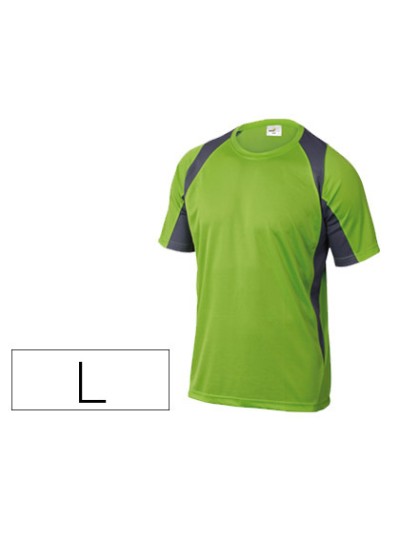 Camiseta deltaplus poliester manga corta cuello redondo tratamiento secado rapido color verde-gris talla l