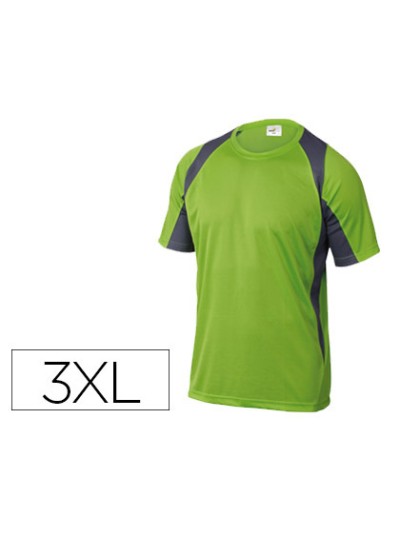 Camiseta deltaplus poliester manga corta cuello redondo tratamiento secado rapido color verde-gris talla 3xl