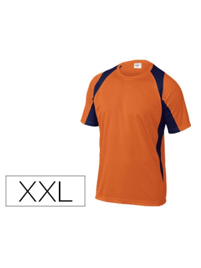 Camiseta deltaplus poliester manga corta cuello redondo tratamiento secado rapido color naranja-marino talla