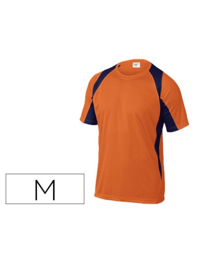 Camiseta deltaplus poliester manga corta cuello redondo tratamiento secado rapido color naranja-marino talla m