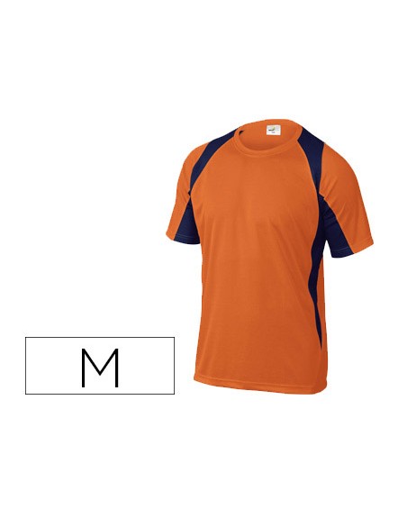 Camiseta deltaplus poliester manga corta cuello redondo tratamiento secado rapido color naranja-marino talla m