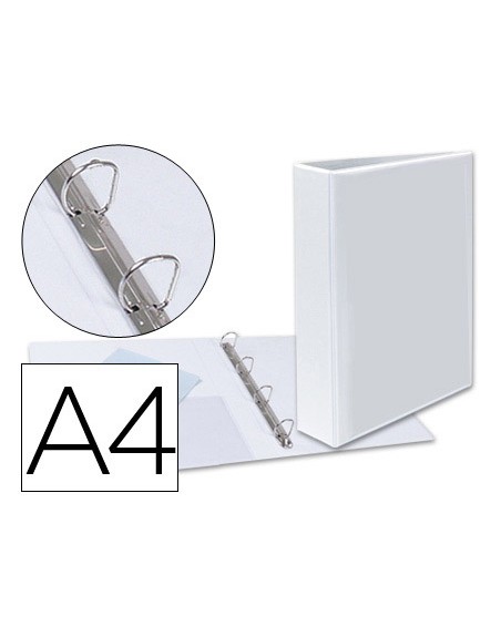 Carpeta canguro 4 anillas mixtas 40mm esselte a4 plastico blanca