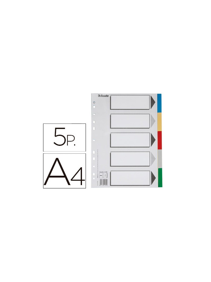 Separador esselte plastico juego de 5 separadores din a4 con 5 colores multitaladro Separador esselte plastico juego de 5 separadores din a4 con 5 colores multitaladro