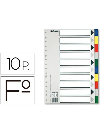 Separador esselte plastico juego de 10 separadores folio con 5 colores multitaladro