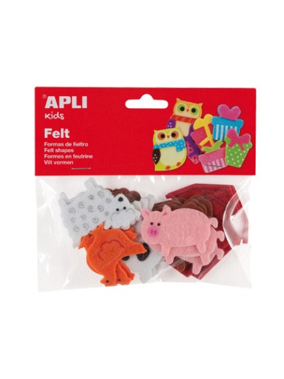 Figura de fieltro apli con forma de animales bolsa de 18 unidades surtidas