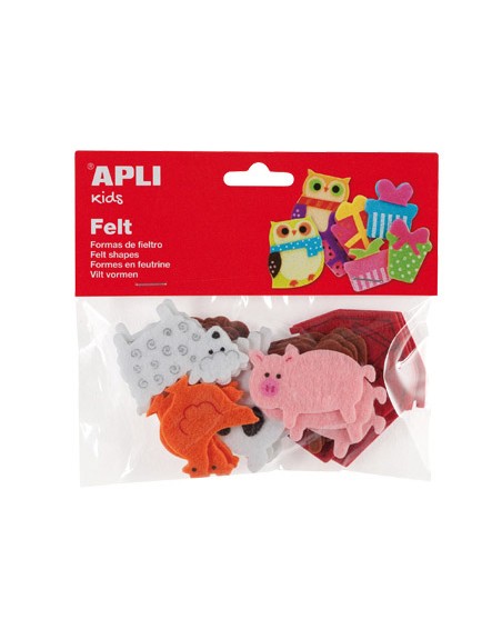 Figura de fieltro apli con forma de animales bolsa de 18 unidades surtidas