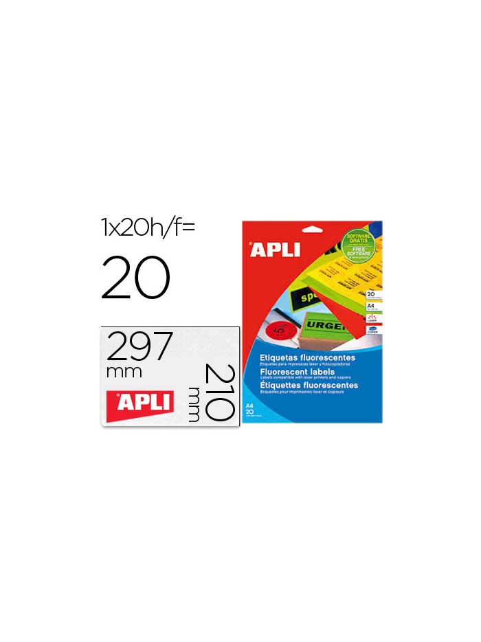 Etiqueta adhesiva apli 02881 210x297 mm para fotocopiadora laser caja con 20 hojas din a4 verde Etiqueta adhesiva apli 02881 210x297 mm para fotocopiadora laser caja con 20 hojas din a4 verde