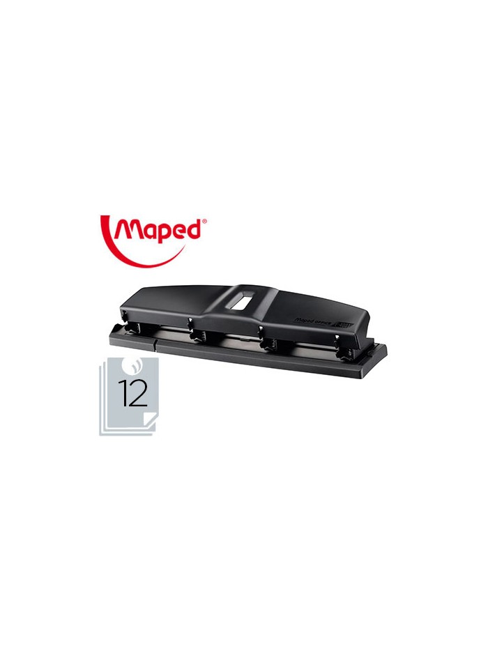 Taladrador maped essentials metal 4 taladros capacidad 12 hojas color negro Taladrador maped essentials metal 4 taladros capacidad 12 hojas color negro