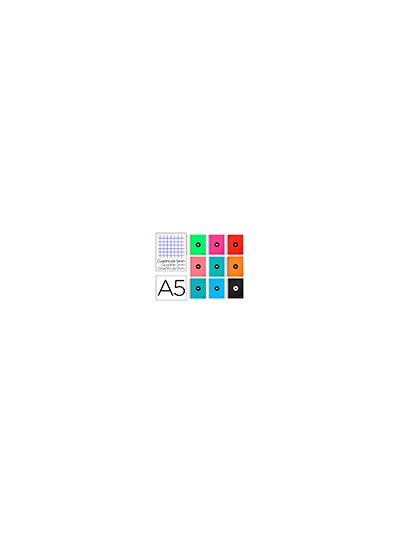 Cuaderno espiral a5 micro antartik tapa forrada120h 90gr cuadro 5mm 5 bandas 6 taladros colores surtidos