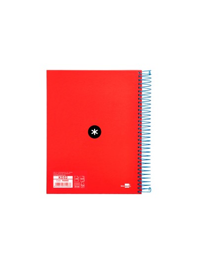 Cuaderno espiral a5 micro antartik tapa forrada120h 90gr cuadro 5mm 5 bandas 6 taladros colores surtidos