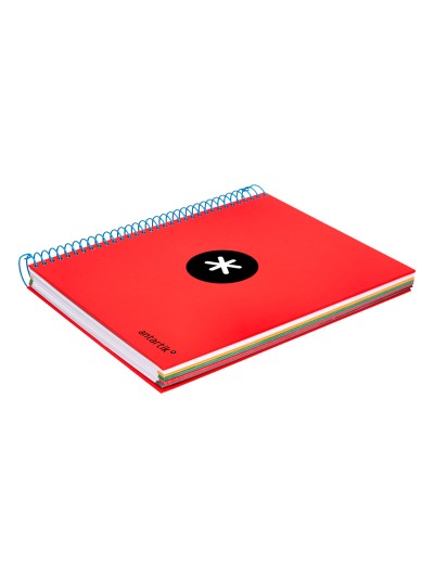 Cuaderno espiral a5 micro antartik tapa forrada120h 90gr cuadro 5mm 5 bandas 6 taladros colores surtidos