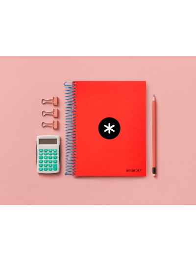 Cuaderno espiral a5 micro antartik tapa forrada120h 90gr cuadro 5mm 5 bandas 6 taladros colores surtidos