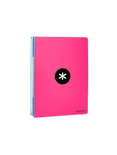 Cuaderno espiral antartik a5 tapa dura 80h 100 g cuadro 5mm con margen color rosa fluor