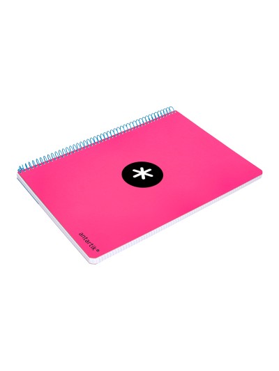 Cuaderno espiral antartik a5 tapa dura 80h 100 g cuadro 5mm con margen color rosa fluor