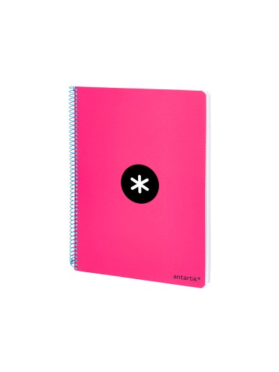 Cuaderno espiral antartik a5 tapa dura 80h 100 g cuadro 5mm con margen color rosa fluor