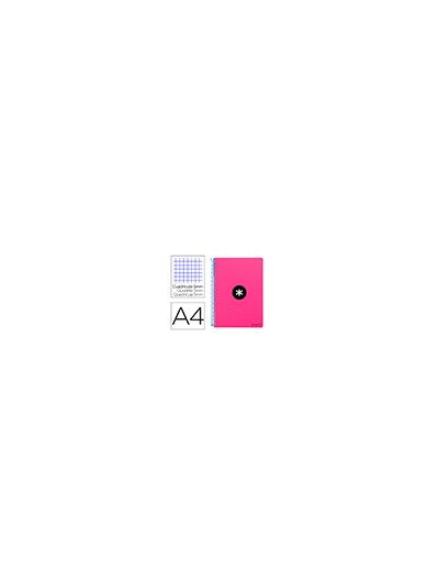 Cuaderno espiral antartik a4 micro tapa dura 80h 100 gr cuadro 5mm sin bandas 4 taladros color rosa fluor