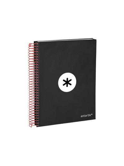 Cuaderno espiral a5 micro antartik tapa forrada120h 90 gr cuadro 5mm 5 bandas6 taladros color negro