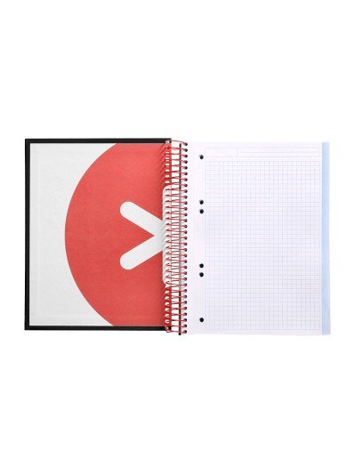 Cuaderno espiral a5 micro antartik tapa forrada120h 90 gr cuadro 5mm 5 bandas6 taladros color negro