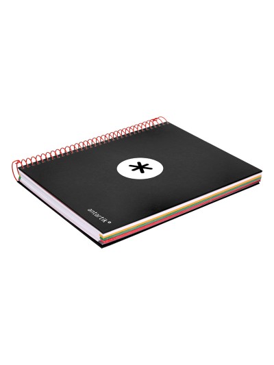 Cuaderno espiral a5 micro antartik tapa forrada120h 90 gr cuadro 5mm 5 bandas6 taladros color negro