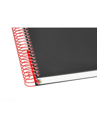 Cuaderno espiral a5 micro antartik tapa forrada120h 90 gr cuadro 5mm 5 bandas6 taladros color negro