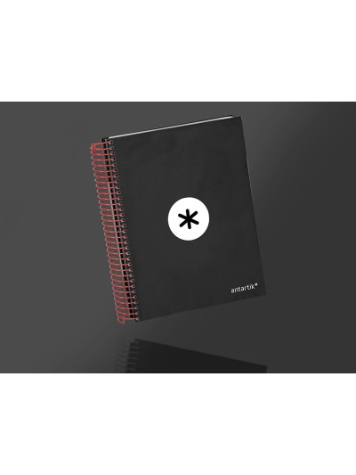 Cuaderno espiral a5 micro antartik tapa forrada120h 90 gr cuadro 5mm 5 bandas6 taladros color negro