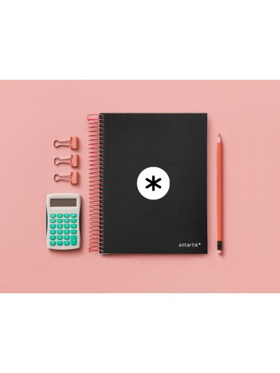 Cuaderno espiral a5 micro antartik tapa forrada120h 90 gr cuadro 5mm 5 bandas6 taladros color negro