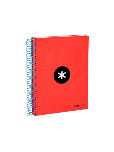 Cuaderno espiral a5 micro antartik tapa forrada120h 90 gr cuadro 5mm 5 bandas6 taladros color rojo