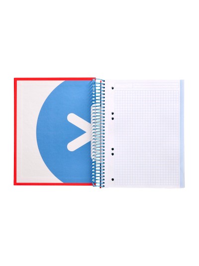 Cuaderno espiral a5 micro antartik tapa forrada120h 90 gr cuadro 5mm 5 bandas6 taladros color rojo