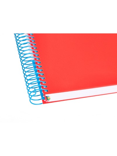 Cuaderno espiral a5 micro antartik tapa forrada120h 90 gr cuadro 5mm 5 bandas6 taladros color rojo