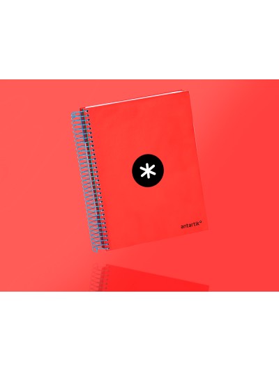 Cuaderno espiral a5 micro antartik tapa forrada120h 90 gr cuadro 5mm 5 bandas6 taladros color rojo