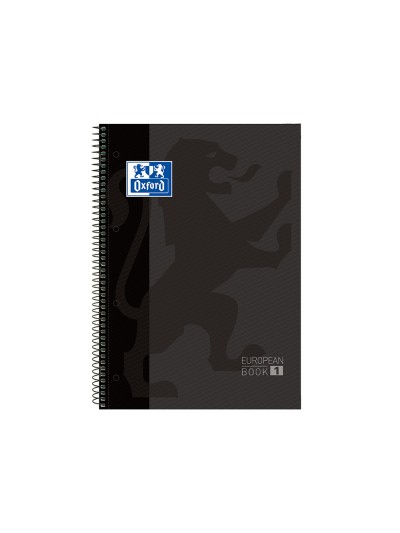 Bloc espiral oxford european book tapa extradura din a4 80 hojas cuadricula 5 mm color gris