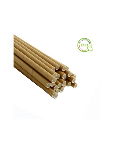 Sorbete bunzl papel kraft marron reciclado 6x200 mm caja de 100 unidades