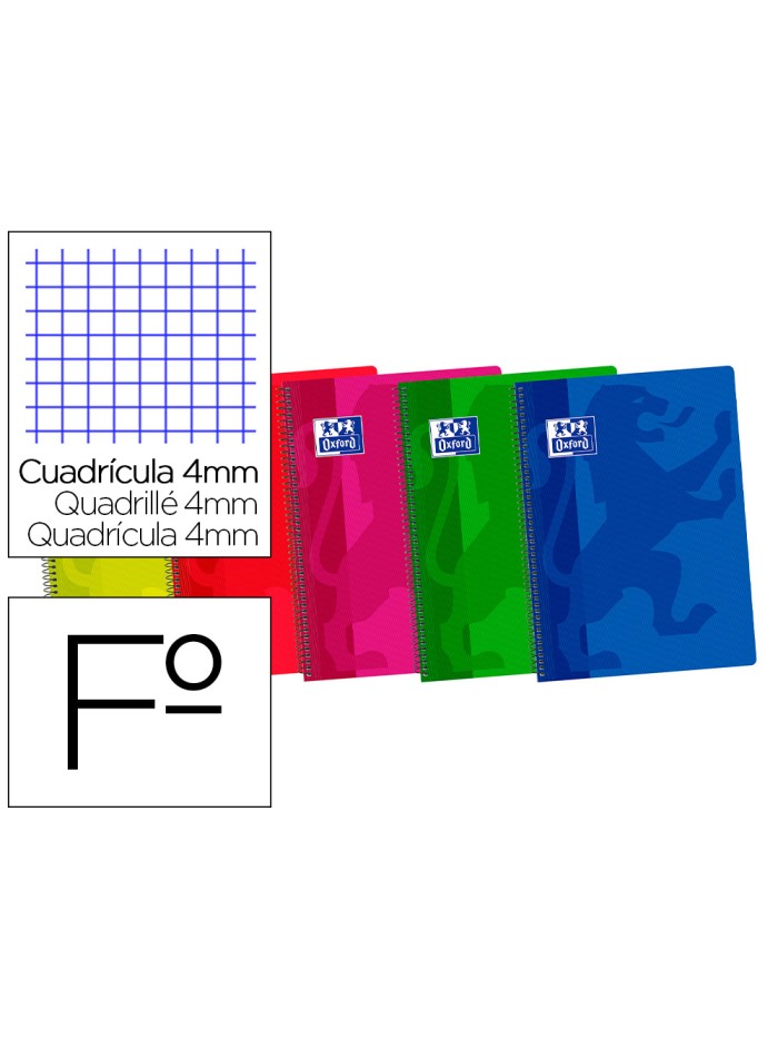 Bloc espiral oxford tapa plastico optik paper folio 80 hojas 90 gr cuadros 4 mm Bloc espiral oxford tapa plastico optik paper folio 80 hojas 90 gr cuadros 4 mm