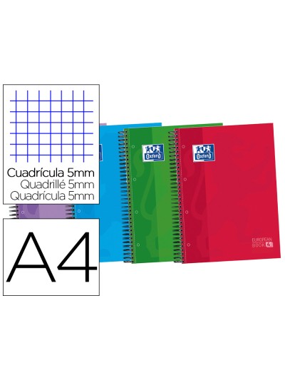 Bloc espiral oxford tapa extradura optik paper microperdin a4 120 h 50% hojas gratis cuadros 5 mm con 3 separadores