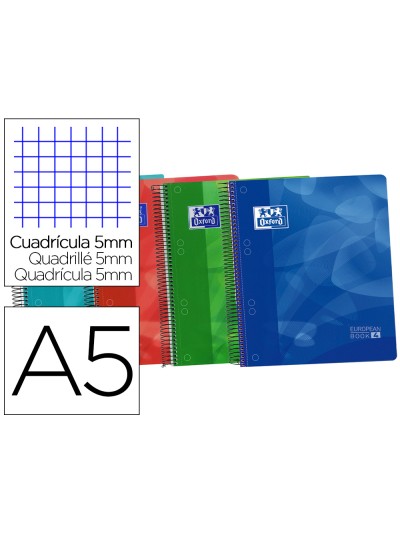 Bloc espiral oxford tapa plastico optik paper microperforado din a5 120 h 50% hojas gratis cuadros 5 mm