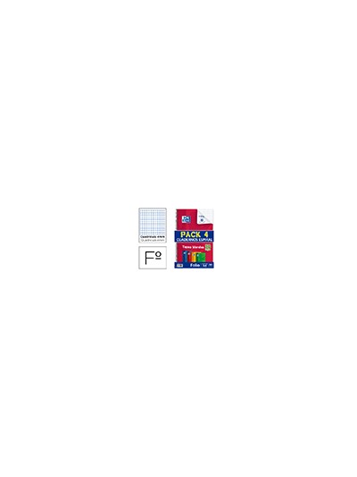 Bloc espiral oxford tapa flexible optik paper folio 50 hojas 90 gr cuadros 4 mm pack de 4