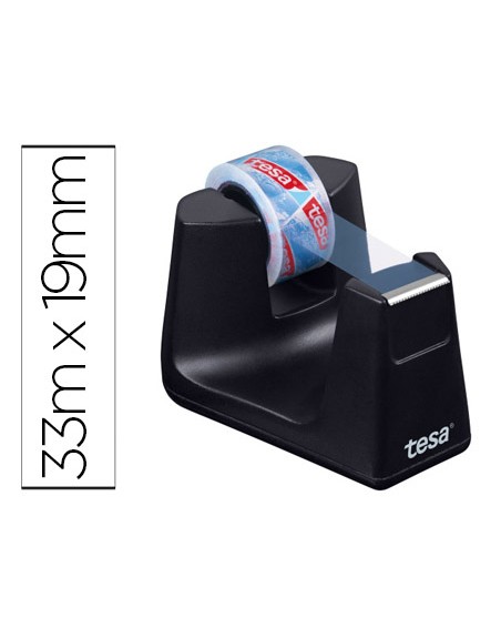Portarrollo sobremesa tesa plastico easy cut smat para cintas de 33 mt color negro