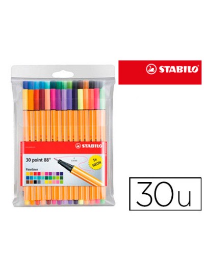 Rotulador stabilo point 88 colores neon estuche 25+5 unidades