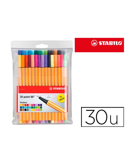 Rotulador stabilo point 88 colores neon estuche 25+5 unidades