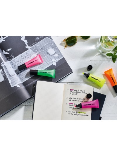 Rotulador stabilo fluorescente 72 rosa neon