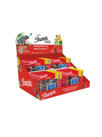 Rotulador sharpie acrylic punta redonda / pincel expositor de 24 unidades colores surtidos