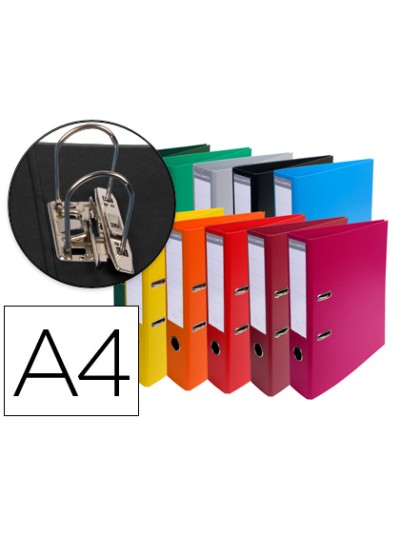 Archivador de palanca exacompta carton forrado pvc din a4 colores surtidos lomo 70 mm con compresor
