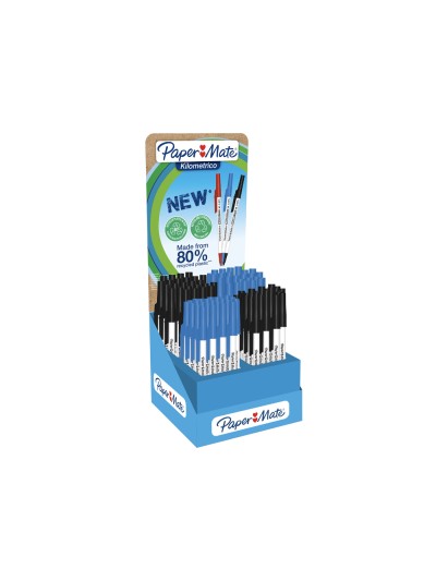 Boligrafo paper mate kilometrico punta 1 mm plastico reciclado 80% expositor de 300 unidades