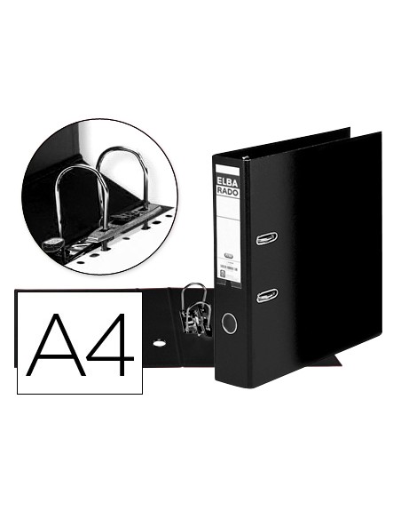 Archivador de palanca elba carton forrado din a4 negro lomo de 80 mm rado