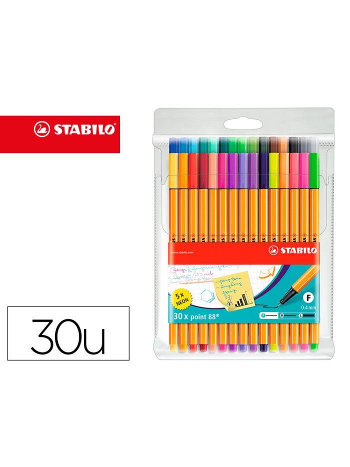 Rotulador stabilo punta de fibra point 88 estuche de 30 unidades surtidas Rotulador stabilo punta de fibra point 88 estuche de 30 unidades surtidas