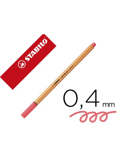 Rotulador stabilo punta de fib ra point 88 rojo neon punta fina 0,4mm