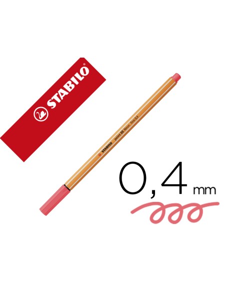 Rotulador stabilo punta de fib ra point 88 rojo neon punta fina 0,4mm