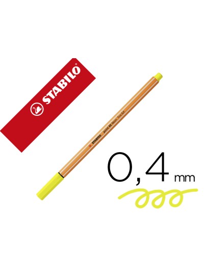 Rotulador stabilo punta de fib ra point 88 amarillo neon punta fina 0,4mm