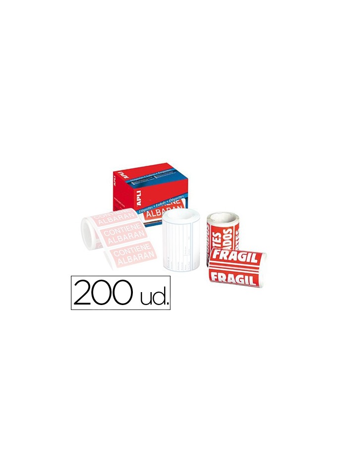 Etiquetas apli fragil 50x100 mm rollo con 200 unidades Etiquetas apli fragil 50x100 mm rollo con 200 unidades